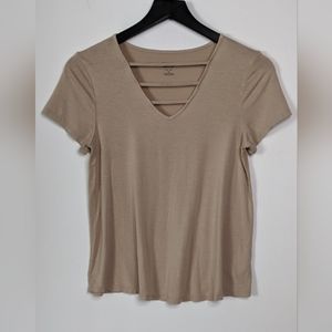 Mossimo Supply CO Tan V-Neck w/ Caged Details EUC